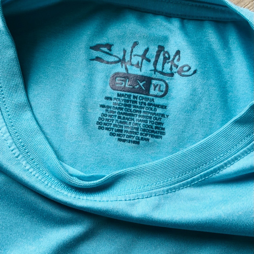 Salt Life Aqua LS Swim Rashguard Boys Large - Picture 3 of 11